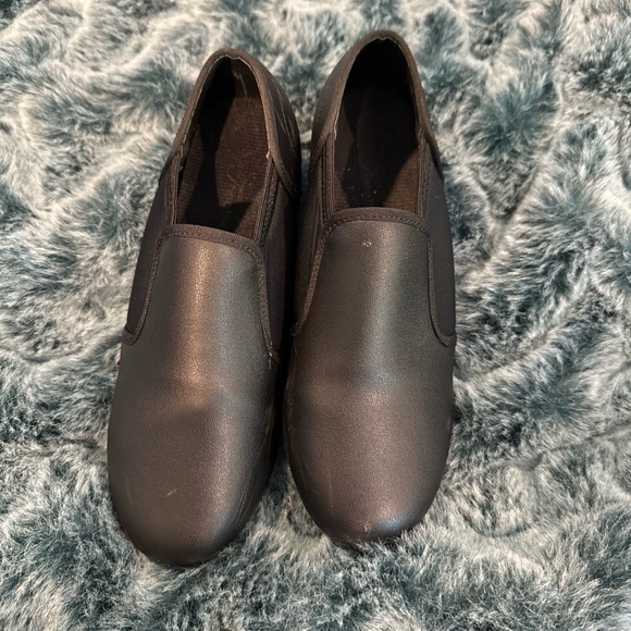 Theatrical Black Slip On Kid Tap Shoes Size 4 - Picture 5 of 6